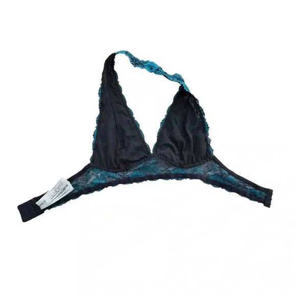 Blue Lace Floral Mesh Bralette Size Small Intimate Bra Lingerie - Picture 3 of 8